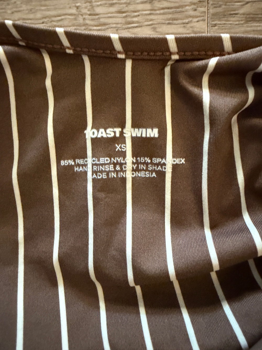 Brown Striped One-Piece Swimsuit with Thin Straps - Picture 3 of 3